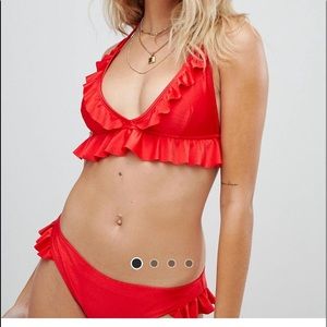 Red 2 frilly two piece bikini